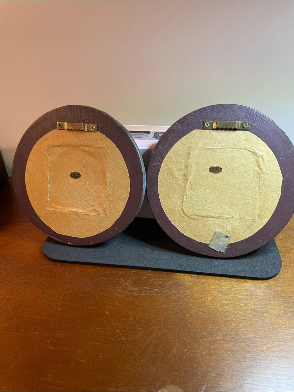 Pair of Decorative Round Wall Mirrors in Patina Bronze-Green